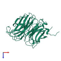 PDB entry 1eur coloured by chain, top view.