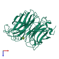 PDB entry 1eus coloured by chain, top view.