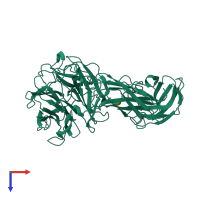 PDB entry 1euu coloured by chain, top view.