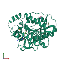 PDB entry 1evq coloured by chain, front view.