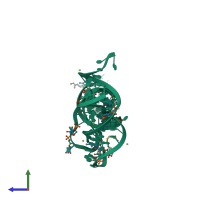 PDB entry 1evv coloured by chain, side view.