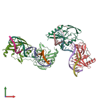 PDB entry 1evw coloured by chain, front view.
