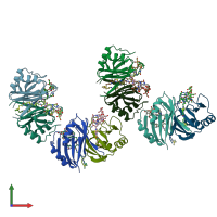PDB entry 1ewj coloured by chain, front view.