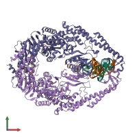 PDB entry 1ewq coloured by chain, front view.