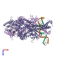 PDB entry 1ewq coloured by chain, top view.