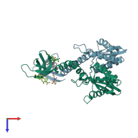 PDB entry 1ex4 coloured by chain, top view.