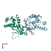 PDB entry 1ex6 coloured by chain, top view.