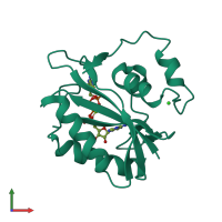 PDB entry 1ex8 coloured by chain, front view.