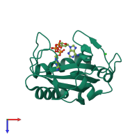 PDB entry 1ex8 coloured by chain, top view.