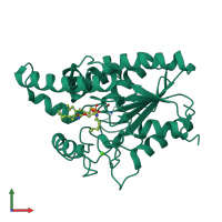 PDB entry 1ex9 coloured by chain, front view.