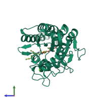 PDB entry 1ex9 coloured by chain, side view.