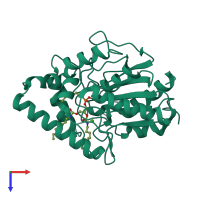 PDB entry 1ex9 coloured by chain, top view.
