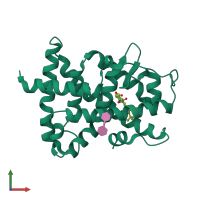 PDB entry 1exa coloured by chain, front view.