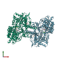 PDB entry 1exv coloured by chain, front view.