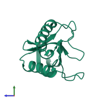 PDB entry 1ey7 coloured by chain, side view.