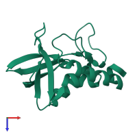 PDB entry 1ey7 coloured by chain, top view.