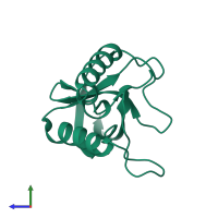 PDB entry 1ey9 coloured by chain, side view.