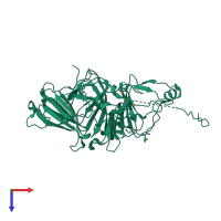 PDB entry 1eyb coloured by chain, top view.