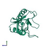 PDB entry 1eyc coloured by chain, side view.