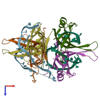 PDB entry 1eyg coloured by chain, top view.
