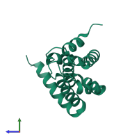 PDB entry 1eyh coloured by chain, side view.