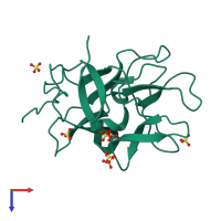 PDB entry 1eyl coloured by chain, top view.