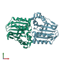 PDB entry 1eyp coloured by chain, front view.