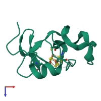 PDB entry 1eyt coloured by chain, top view.