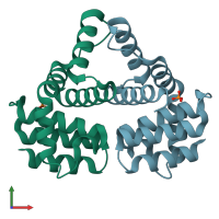 PDB entry 1eyv coloured by chain, front view.