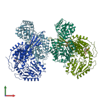 PDB entry 1eyy coloured by chain, front view.