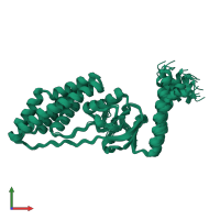 PDB entry 1ezb coloured by chain, ensemble of 17 models, front view.