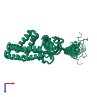 PDB entry 1ezc coloured by chain, ensemble of 17 models, top view.
