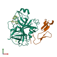 PDB entry 1ezq coloured by chain, front view.