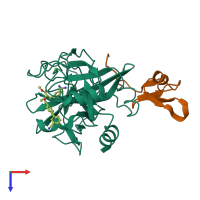 PDB entry 1ezq coloured by chain, top view.
