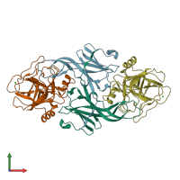 PDB entry 1ezu coloured by chain, front view.