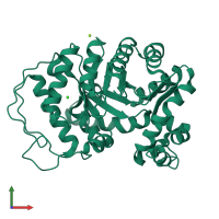 PDB entry 1ezw coloured by chain, front view.