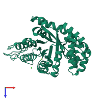 PDB entry 1ezw coloured by chain, top view.