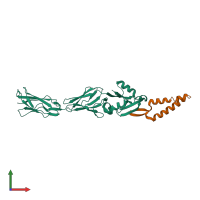 PDB entry 1f02 coloured by chain, front view.