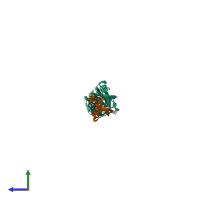 PDB entry 1f02 coloured by chain, side view.