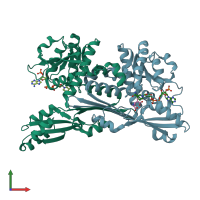 PDB entry 1f06 coloured by chain, front view.