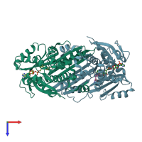 PDB entry 1f06 coloured by chain, top view.