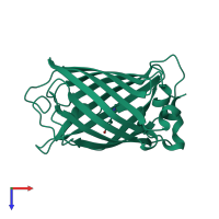 PDB entry 1f0b coloured by chain, top view.