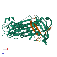 PDB entry 1f0c coloured by chain, top view.