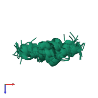 PDB entry 1f0d coloured by chain, ensemble of 20 models, top view.