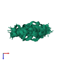 PDB entry 1f0e coloured by chain, ensemble of 20 models, top view.