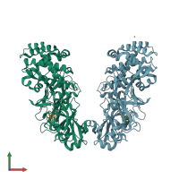 PDB entry 1f0l coloured by chain, front view.