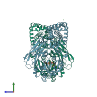 PDB entry 1f0l coloured by chain, side view.