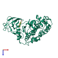 PDB entry 1f0q coloured by chain, top view.