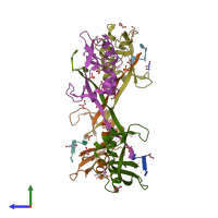 PDB entry 1f0v coloured by chain, side view.