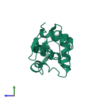 PDB entry 1f10 coloured by chain, side view.
